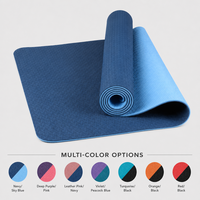 Tapis de yoga écologique en TPE, double couche, antidérapant, 6 mm d'épaisseur, avec sangle de transport pour yoga, pilates, salle de sport à domicile
