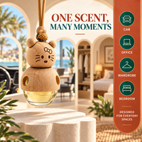 Diffuseur de parfum liquide suspendu en bois en forme de chat pour voiture, concentration de parfum à 60%, logo personnalisé, OEM ODM, pour bureau et armoire