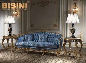 <span class=keywords><strong>18th</strong></span> القرن الكلاسيكية مجموعة غرفة المعيشة أريكة خشبية الذهب ورقة نحت الأزرق النسيج الأريكة - Product Image 4
