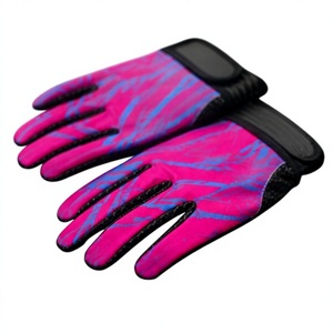 Gants gaéliques à doigts entiers, motif rose et bleu, en PU, antidérapants, pour l'extérieur, unisexes, toutes saisons, fermeture à boucle et crochet - Product Image 2