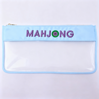 Pochette de rangement grande taille pour femmes, personnalisable par broderie, pour les fêtes, organisateur de Mahjong, sac pour tuiles de Mahjong, sacs transparents en PVC anti-eau avec fermeture éclair