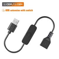 Cable de Extensión USB 2.0 con Control de Interruptor, Cubierta de PVC, USB-A Macho a Hembra, con Conductor de Cobre Puro para Computadora y Ventilador