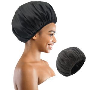 <span class=keywords><strong>Bonnet</strong></span> de douche en satin doublé de microfibre pour femmes - Product Image 1