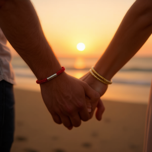 Braccialetto Ilan con 7 Nodi in Corda Rossa, Argento e Oro, Gioiello Fatto a Mano, Regalo d'Amore - Product Image 2