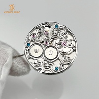 Mouvement de montre mécanique automatique à remontage manuel avec tourbillon central, gravure de motif de cadran brossé effet rayon de soleil, personnalisable OEM