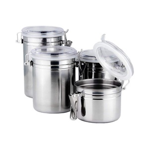 ถังเก็บเมล็ดกาแฟแบบปิดผนึก กระป๋องสแตนเลสทรงกลม ภาชนะใส่กาแฟ - Product Image 1