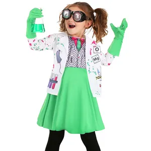 Haute qualité enfants professionnel Cosplay fou scientifique blanc Costume Costume Halloween pour enfant Science uniforme