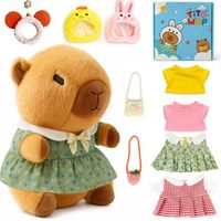 Peluches Capybara Mignonnes de 10 Pouces, Capybara avec 9 Vêtements, Animaux en Peluche Super Doux Personnalisés pour Enfants