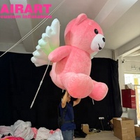 Défilé de Noël, ours en peluche gonflable rose pour adulte