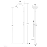 Colonne de douche extérieure autoportante à double poignée en acier inoxydable et nickel brossé Motif de pluie pour piscines Plages Jardins