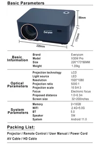 Evercom X30W pro pico proyektor cerdas tv hd video rumah terbaik portabel 1080p proyektor untuk film