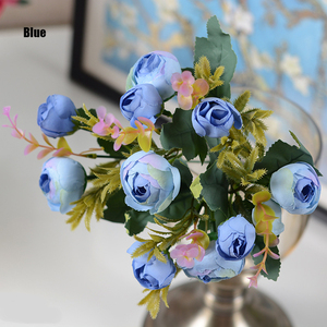 Bouquet di Boccioli di Rosa Artificiali, Mazzo di Fiori Finti con Foglie Verdi per Vasi Domestici, Decorazioni per Tavoli da Matrimonio, Vendita all'Ingrosso - Product Image 3