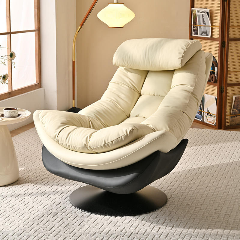 Swivel Chair Single Leather Chair With Footstool Orebro Leather