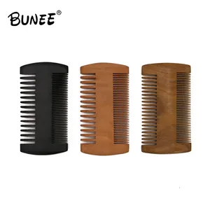 Uomini toelettatura bambù Anti baffi statici in legno barba pettine con spazzola forbici toelettatura Kit disponibile