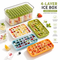 Moule à glaçons TOPIN 4 couches grande capacité en silicone, qualité alimentaire, réutilisable, multicolore, pour fruits