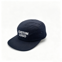 Topi Camper 5 Panel Logo Kustom, Topi Berbahan Katun dengan Tali Pengikat yang Dapat Disesuaikan, Topi Berpinggiran Datar Kustom untuk Pria Wanita, Topi Olahraga Grosir