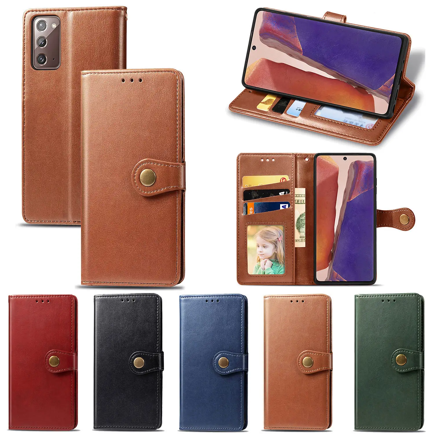 Custom Fashion Magnetic Card Flip Wallet Leather Cell Phone Case For Samsung A51 Note 20 Phone Cover Case