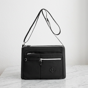 Black <b>Nylon</b> Women Messenger <b>Bag</b> Lightweight Crossbody Shoulder Handbag Multi Pocket Bookbag for Daily Commute - Product Image 5
