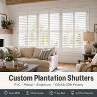 Volets de plantation horizontaux sur mesure OEM ODM en PVC pour fenêtres, stores à lamelles, vente en gros directe usine, étanches pour extérieur et cuisine