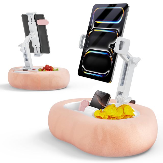 Tablet Pillow Stand Holder with 2 Trays Fit 4''-13'' Phone/Tablet/Kindle iPad Holder Stand for Bed