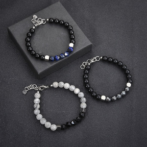 <span class=keywords><strong>Bracelet</strong></span> en cristal de tourmaline noire brute naturelle pierre de guérison bracelets en quartz rose de tourmaline pour hommes - Product Image 3