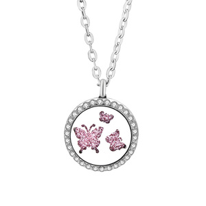 Stainless Steel Openable Round Perfume Box Aromatherapy Essential <b>Oil</b> <b>Diffuser</b> Pendant Necklace - Product Image 2