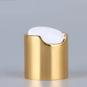 Bouchon de pulvérisation en aluminium Bouchon de presse à vis en plastique Bouchon supérieur à disque aluminisé en or pour bouteille de liquide