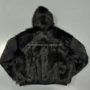 Invierno personalizado Unisex peso pesado polar negro Reversible doble capa cara completa Zip up Faux <span class=keywords><strong>Fur</strong></span> Hoodie Jacket para hombres - Product Image 2