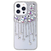 Étui de téléphone portable de luxe haut de gamme avec design entièrement serti de diamants, en TPU+PC+verre, avec anneau magnétique, antichoc, décoration scintillante