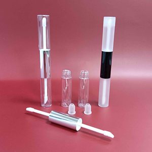 Tube de brillant à lèvres en PETG à double tête de 6ml avec logo personnalisé Tube de rouge à lèvres liquide double vide Bouteille vide de glaçage à lèvres Fabricant OEM - Product Image 1