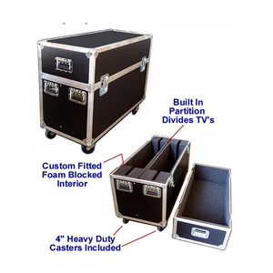 2 trong 1 Màn hình LED <span class=keywords><strong>LCD</strong></span> TV <span class=keywords><strong>ATA</strong></span> kép trường hợp tùy chỉnh được trang bị Heavy Duty 3/8 "Plasma TV chuyến bay Trường hợp Chất lượng cao nhôm Road trường hợp - Product Image 4