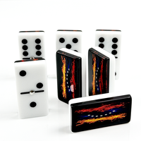 Dominos en acrylique double face avec drapeau de la République Dominicaine, 55 pièces, pour jeux de bar et de fête, tuiles de dominos personnalisées OEM