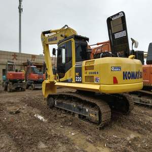 Excavadora sobre orugas Komatsu PC220, robusta y productiva, máquina japonesa de movimiento de tierras de segunda mano con componentes de bomba de motor central - Product Image 1