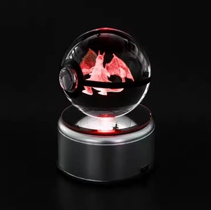 Support de lumière LED Pokemon de 5cm avec lampe de sphère de cristal imprimé UV verre brillant poli <span class=keywords><strong>Pokeball</strong></span> enfants cadeaux de noël - Product Image 2