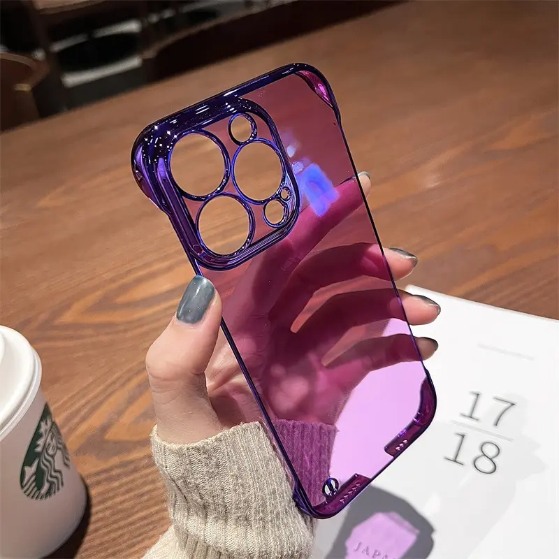 Ultra-thin Plating Frameless Transparent color Phone Case For iPhone 14, for iphone 14 pro max case ultra thin