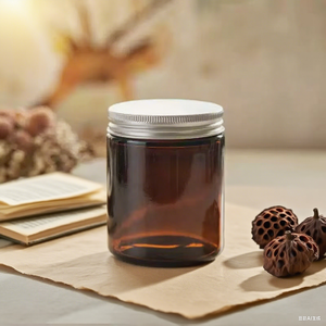 <span class=keywords><strong>Newray</strong></span> 150ml bocaux à bougie en verre vide ambré vente populaire emballage de boîte de pot de crème avec couvercles en aluminium pour poudre libre et crème pour le visage - Product Image 5