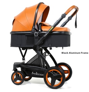Cochecito de Bebé con Cesta Elevada, Plegable, 3 en 1, de Cuero, con Posición para Sentarse y Acostarse - Product Image 5