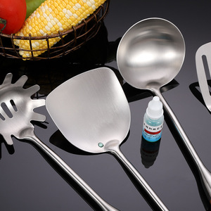 Spatule à wok, cuillère à wok, spatule à frire, ensemble d'ustensiles de cuisine, louche à soupe, grande taille, en acier inoxydable 201 avec manche en bois de rose - Product Image 2