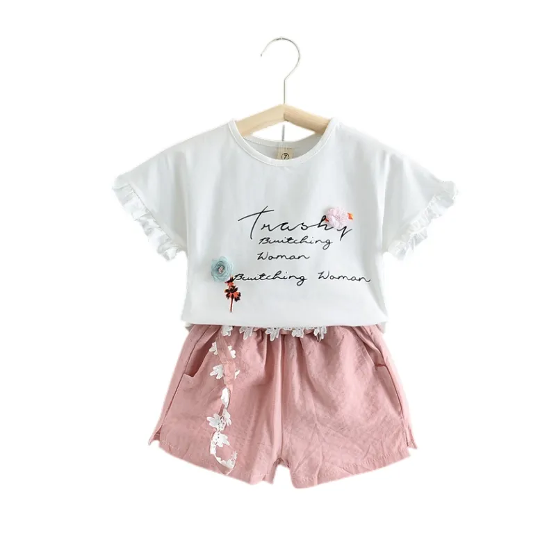 Conjunto de ropa de verano para niñas, falda, Top de Color sólido con falda, bonito conjunto de ropa de 2 piezas a la moda para niñas pequeñas