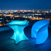 Dropshipping : Mobilier d'extérieur en plastique pour salon de chicha, incluant chaises LED et ensembles table et chaises de bar lumineux LED RGB, pour événements