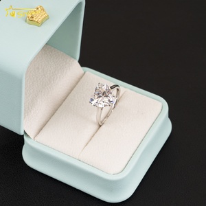 Fine jewelry vendita calda cuore taglio <span class=keywords><strong>solitario</strong></span> anello in oro reale 10k anelli di fidanzamento in oro bianco per le donne - Product Image 1