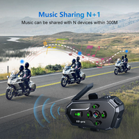 Headphone Motor Nirkabel X2 Pro Koneksi 6 Orang, Percakapan 2 Orang, Jangkauan 300 Meter, Audio Mixing, Plastik ABS, IPX6