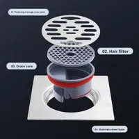 Bonde de sol en acier inoxydable pour salle de bain, machine à laver, balcon, toilettes - Anti-obstruction, imperméable, désodorisant, bonde de sol de douche