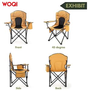 Chaise pliante de camping WOQI Outdoor, structure en aluminium beige, tissu Oxford, 40,5 pouces, avec porte-gobelet et accoudoirs rembourrés - Product Image 3