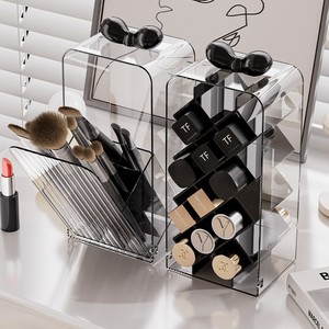 <b>Makeup</b> Organizer Storage <b>Box</b> With Partitions For Brushes Lipsticks Cosmetics Desktop Vanity Use Waterproof Clear Acrylic - Product Image 1