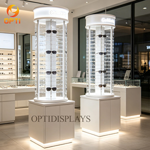 ชั้นวางแว่นกันแดดไม้แบบตั้งพื้นพร้อมไฟ LED สำหรับร้านแว่นตา - Product Image 5