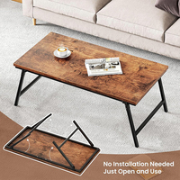 Table basse pliante en acier pour la maison, salon, meubles de style moderne avec cadre en bois pliable