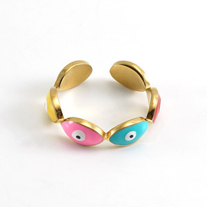 ZOGXIN Cartoon <b>Evil</b> <b>Eye</b> <b>Ring</b> Gold Color Unisex Fashion Jewelry Party Accessory - Product Image 5
