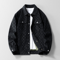 Nouvelle veste en daim 2026 pour homme, style rétro américain, printemps-automne, coupe ample, décontractée, à carreaux, avec revers, pour le travail ou les loisirs