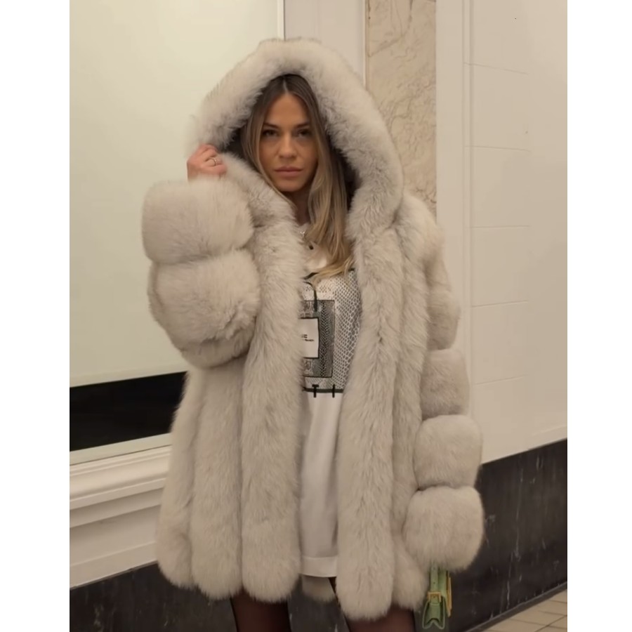 Verified Supplier White Fluffy Fur Coat Custom-Made Women's Coat
